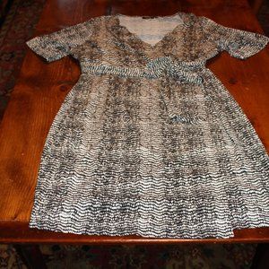 Apt 9 Black & White Poly/Spandex Short Sleeve Knee Length Dress w Belt Size 1X